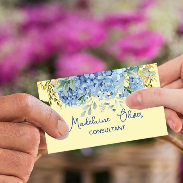 Floral Blue Yellow Modern Chic Business Card (Creator Uploaded)