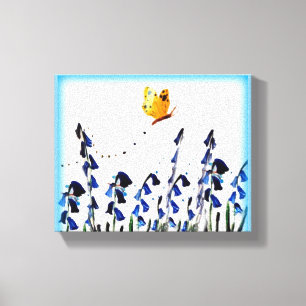 Floral Bluebells Butterfly Canvas Print
