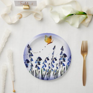 Floral Bluebells Butterfly Paper Plate