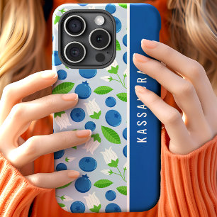 Floral Blueberry Custom Personalised Name iPhone 15 Case