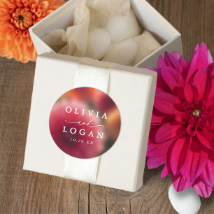 Floral Blur Modern Elegant Wedding Favour Classic Round Sticker