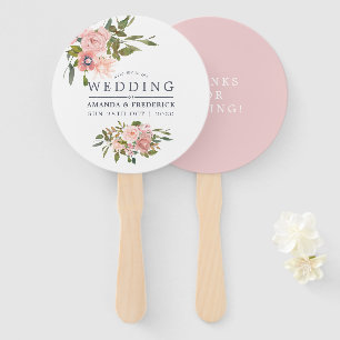 Floral Blush and Rose Gold Wedding Favour Hand Fan