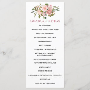 Floral Blush and Rose Gold Wedding Program Programme