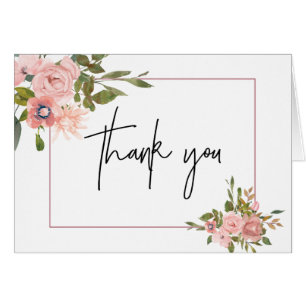 Floral Blush and Rose Gold Wedding Thank You