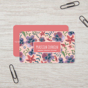 Floral blush boho Watercolour Flowers Business Card