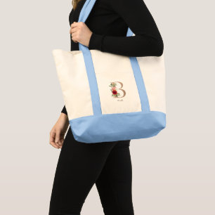 Floral blush bouquet personalised letter " B" Tote Bag