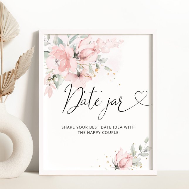 Floral blush date night ideas. Date jar bridal Pos Poster (Creator Uploaded)