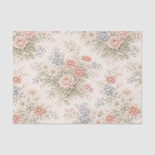 Floral Blush Garden Heirloom Pattern Tissue Paper (Front)