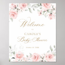 Floral Blush Gold Greenery Baby Shower Welcome