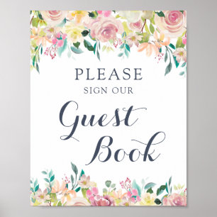 Floral Blush Greenery Eucalyptus Guest Book Sign