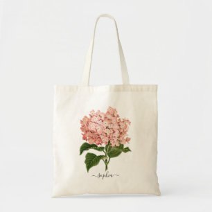 Floral Blush Hydrangea Botanical Personalised Tote Bag