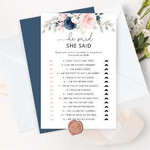 Floral blush navy He said she said bridal shower