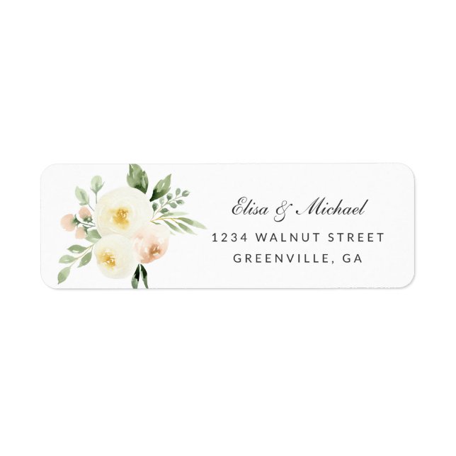 Floral Blush Peach Elegant Wedding Address (Front)