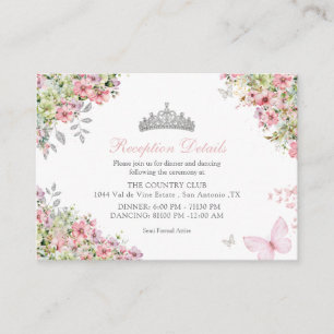 Floral Blush Pink and Green Butterflies Enclosure Card