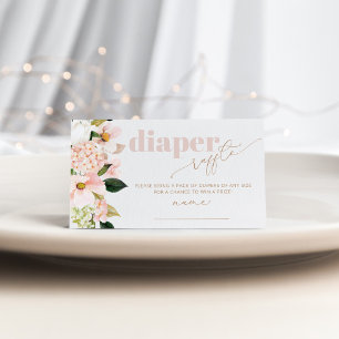 Floral blush pink baby shower diaper raffle ticket enclosure card