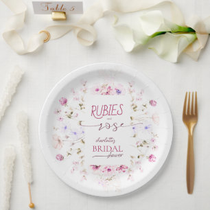 Floral Blush Pink Bridal Shower Paper Plate