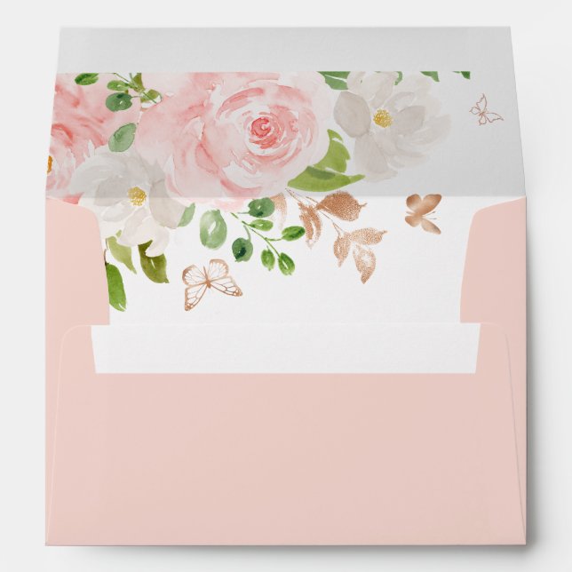 Floral blush pink butterfly elegant envelope (Back (Bottom))