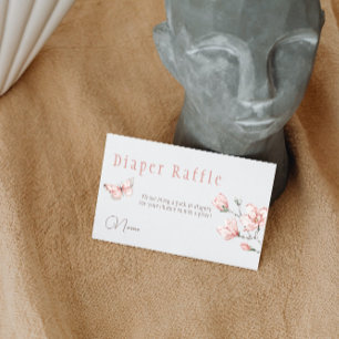 Floral Blush Pink Butterfly Girl Baby Shower Game Enclosure Card