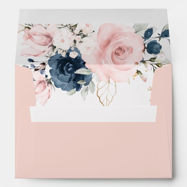 Floral blush pink elegant wedding envelope (Back (Bottom))