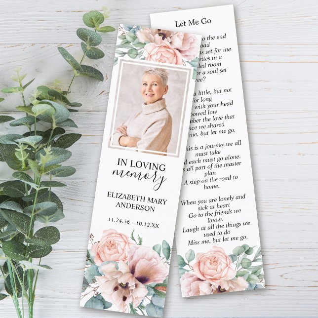 Floral Blush Pink Funeral Bookmark (Creator Uploaded)