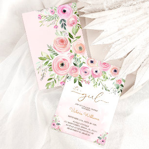 Floral Blush Pink Girl Baby Shower Invitation