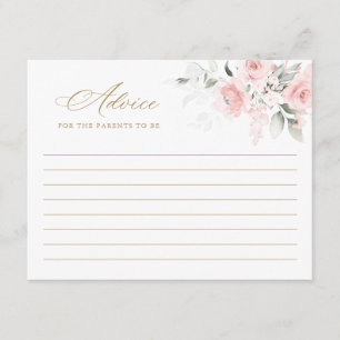 Floral Blush Pink Gold Baby Shower Advice Card