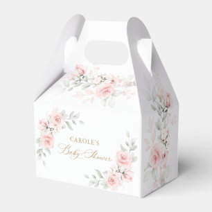 Floral Blush Pink Greenery Gold Baby Shower Favour Box