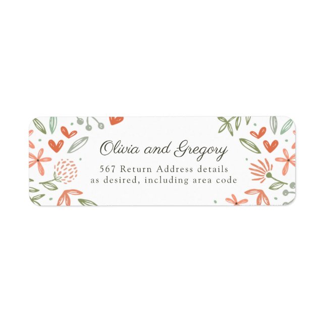 Floral Blush Pink Greenery Return Address Label (Front)