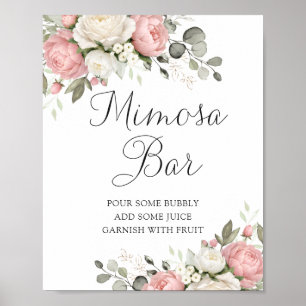 Floral Blush Pink Greenery Wedding Mimosa Bar Sign