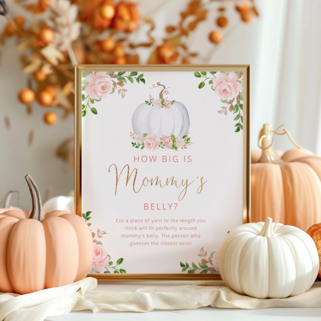 Floral blush pink how big is mommy's belly game poster (Creator Uploaded)