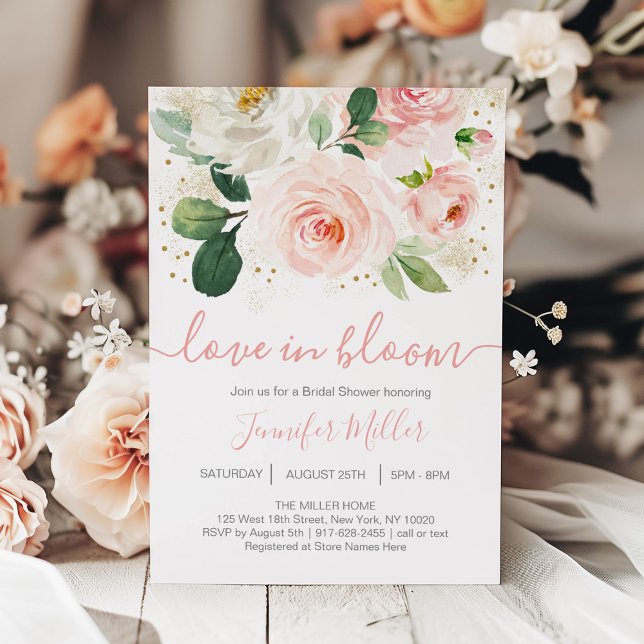 Floral Blush Pink Love In Bloom Bridal Shower Invitation (Creator Uploaded)