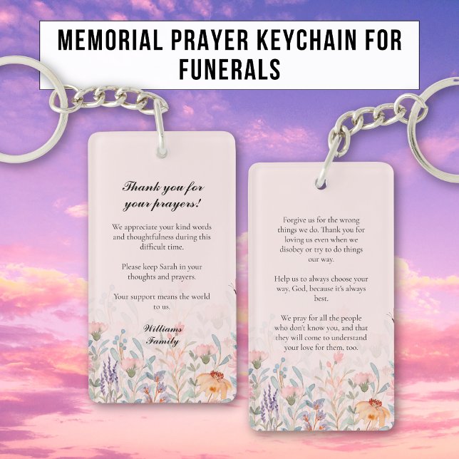 Floral Blush Pink Memorial Prayer Key Ring (Creator Uploaded)