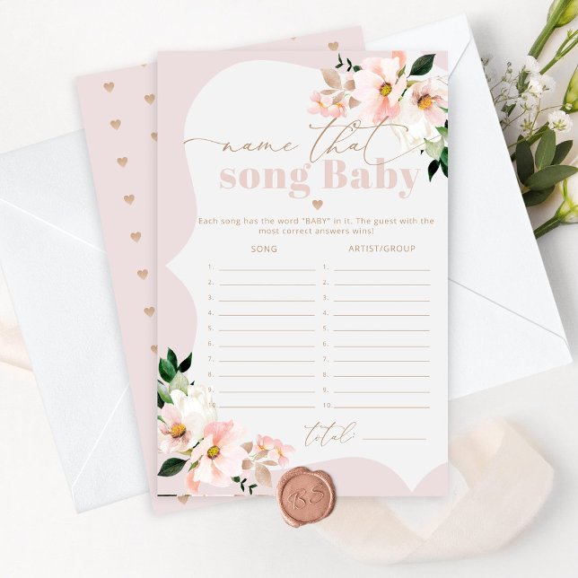Floral blush pink Name that song baby shower game (Creator Uploaded)