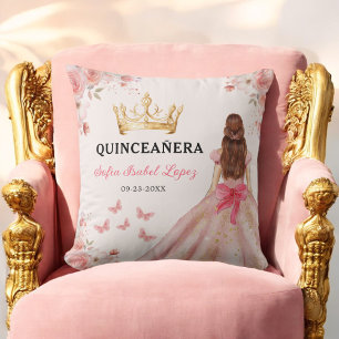 Floral Blush Pink Princess Quinceanera Cushion