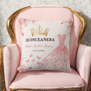 Floral Blush Pink Princess Quinceanera Cushion