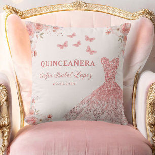 Floral Blush Pink Princess Quinceanera Cushion