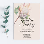 Floral Blush Pink Protea Native Flowers Wedding Invitation<br><div class="desc">Elegant Wedding Invitation with Protea Flower on Dusty Blush Pink Background Make a statement with this elegant wedding invitation, beautifully showcasing a stunning protea flower against a soft dusty blush pink background. This design is perfect for couples planning a native-inspired outdoor wedding, blending modern esthetics with the natural beauty of...</div>