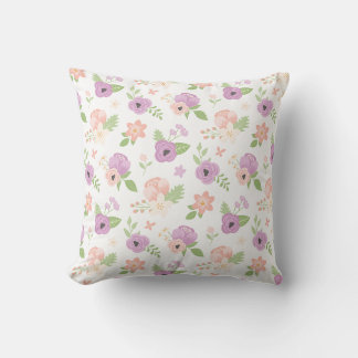 Floral Blush Pink Purple Bloom Greenery Cushion
