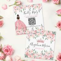 Floral Blush Pink Quinceanera QR Code RSVP