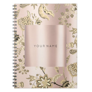 FLORAL Blush Pink Rose Gold Powder Metallic Spiral Notebook