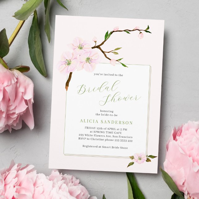 Floral blush pink spring bridal shower invitation (Creator Uploaded)