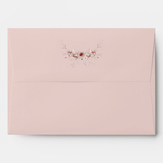 Floral Blush Pink Watercolor Rustic Country Envelope (Back (Top Flap))