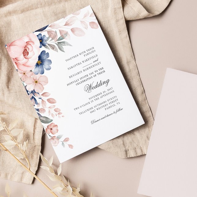Floral Blush Pink Watercolor Wedding Invitation (Creator Uploaded)