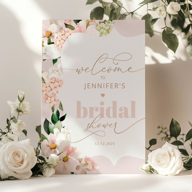 Floral blush pink wildflower bridal shower welcome poster (Creator Uploaded)