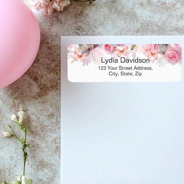 Floral Blush Roses Return Address (Creator Uploaded)