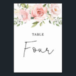 Floral blush roses wedding table number<br><div class="desc">Floral blush roses Wedding Table Four Number.
Matching items available.</div>