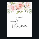 Floral blush roses wedding table number<br><div class="desc">Floral blush roses Wedding Table Three Number.
Matching items available.</div>