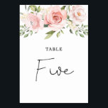 Floral blush roses wedding table number<br><div class="desc">Floral blush roses Wedding Table Five Number.
Matching items available.</div>