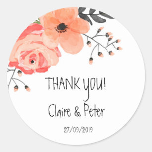Floral Blush Rustic Wedding Sticker