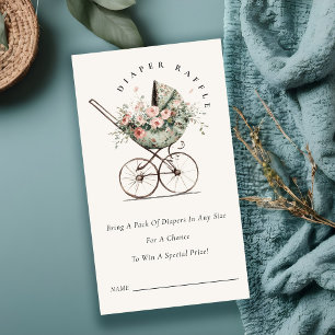 Floral Blush Stroller Diaper Raffle Baby Shower Enclosure Card
